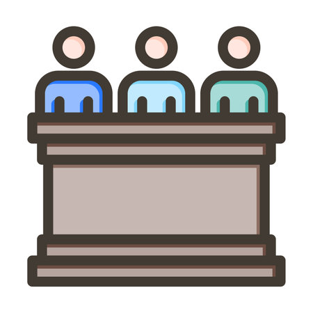 Court Jury Thick Line Filled Colors For Personal And Commercial Use.のイラスト素材