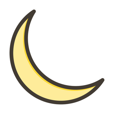 New Moon Thick Line Filled Colors For Personal And Commercial Use.のイラスト素材
