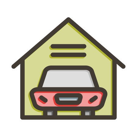 Garage Thick Line Filled Colors For Personal And Commercial Use.のイラスト素材