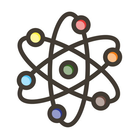 Atom Thick Line Filled Colors For Personal And Commercial Use.のイラスト素材