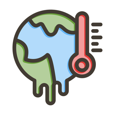 Global Warming Thick Line Filled Colors For Personal And Commercial Use.のイラスト素材