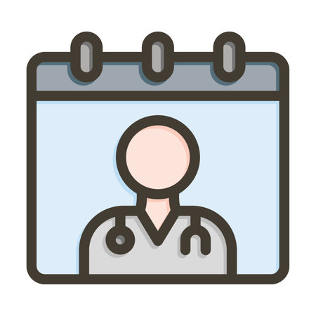 Doctor Visit Day Thick Line Filled Colors For Personal And Commercial Use.のイラスト素材