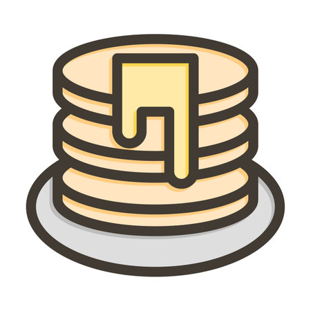 Pancakes Thick Line Filled Colors For Personal And Commercial Use.のイラスト素材