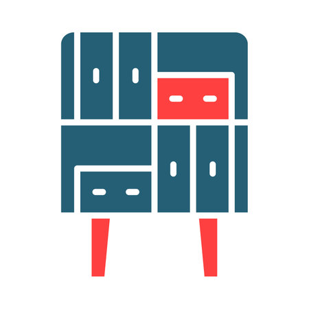 Book Shelves Glyph Two Color Icon For Personal And Commercial Use.のイラスト素材