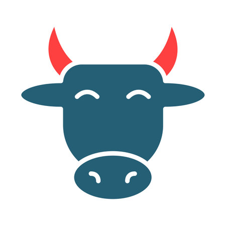 Cow Glyph Two Color Icon For Personal And Commercial Use.のイラスト素材