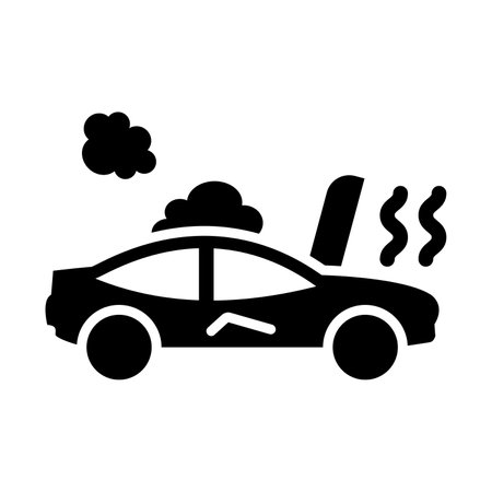 Broken Car Vector Glyph Icon For Personal And Commercial Use.のイラスト素材