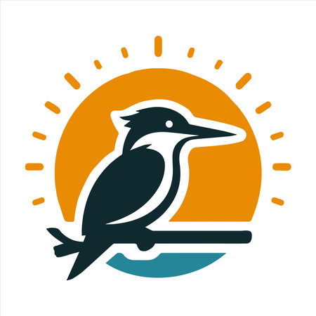 Illustration of kingfisher color icon silhouette designのイラスト素材