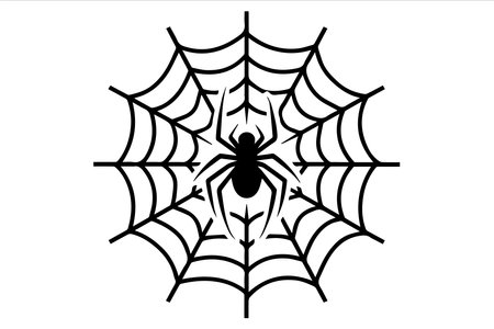 Spider web with spider vector line art of illustrationのイラスト素材