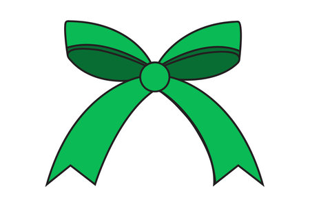 Christmas green bow ribbon vector designのイラスト素材