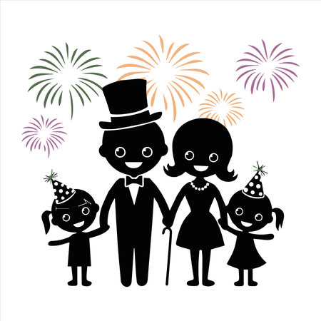 Vintage happy new year 2025 timeless black &amp; white celebration with starsのイラスト素材