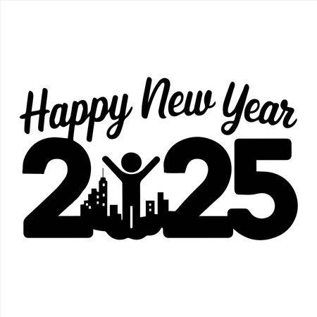 Happy New Year 2025 lettering vector designのイラスト素材