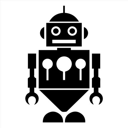 Minimalist robot icon in sleek flat style for modern designのイラスト素材