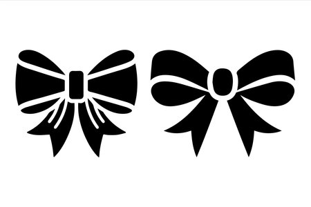 Black bow drawing silhouette vector art illustrationのイラスト素材