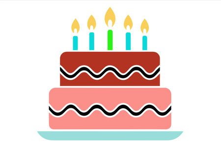 Celebrate with a sweet cream pie birthday cake and candle Artのイラスト素材