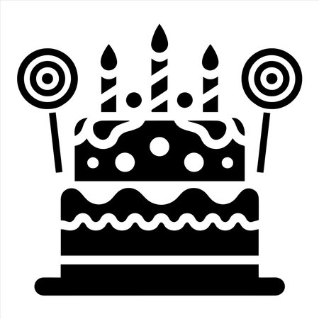 Birthday cake with icon silhouette vector illustrationのイラスト素材