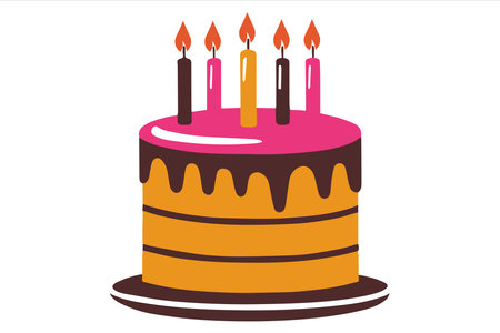 Celebrate with a sweet cream pie birthday cake and candle Artのイラスト素材