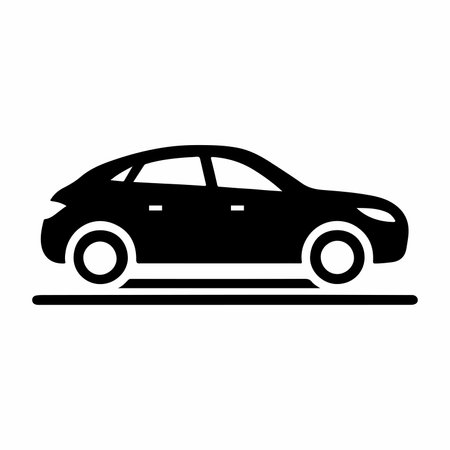 Car icon. Vector illustration. Flat design. Isolated on white background.のイラスト素材