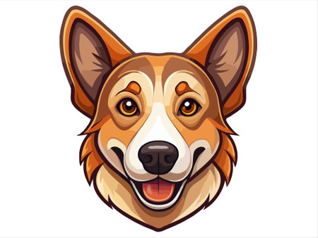Corgi dog vector illustration isolated on white background. Corgi dog head mascot.のイラスト素材