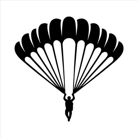 Silhouette of a man on a parachute. Vector illustration.のイラスト素材