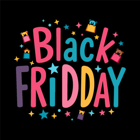 Colorful Black Friday Sale Text with Abstract Shapes Illustrationのイラスト素材