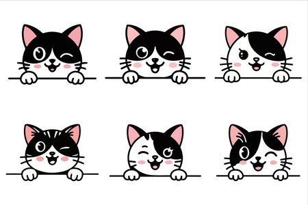 A set of cat Adorable cartoon kitten character vector illustrationのイラスト素材