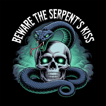 Skull and snake t-shirt design, vector illustration eps 10
