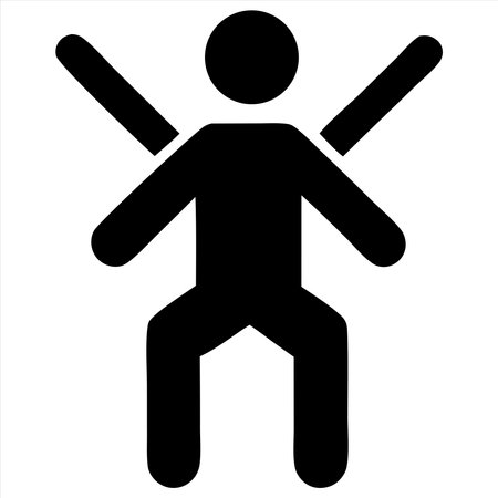 Man with hands up vector icon. Flat design style eps 10のイラスト素材