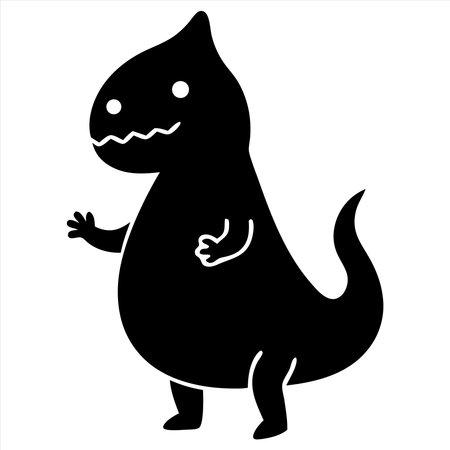 Cute cartoon dinosaur. Black and white vector illustration isolated on white background.のイラスト素材