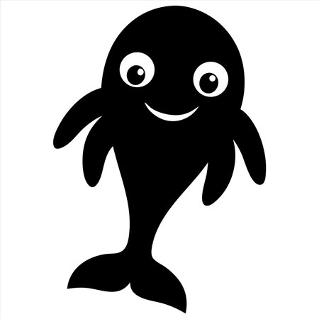 Vector image of a cute cartoon dolphin isolated on a white background.のイラスト素材