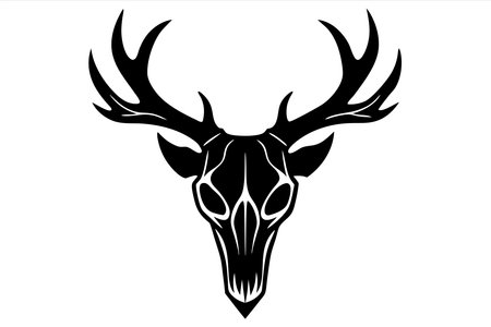 Deer skull with antlers. Vector illustration. Isolated on white backgroundのイラスト素材