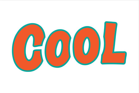 A vibrant graphic featuring the word "Cool" in bold, orange, stylized lettering with a teal outline. Isolated on a white background, perfect for creative projects.のイラスト素材