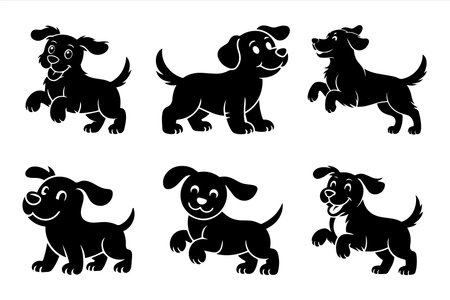 A Collection of Cartoon Puppies Playful Dogs and Adorable Caninesのイラスト素材