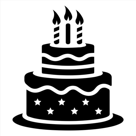 Birthday cake with icon silhouette vector illustration