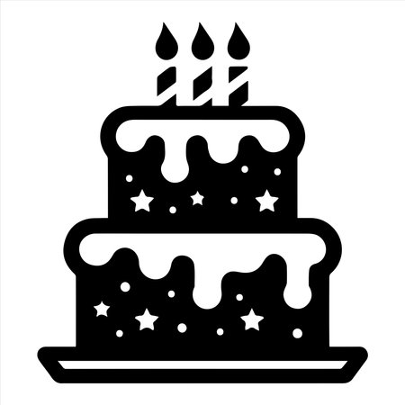 Birthday cake with icon silhouette vector illustrationのイラスト素材
