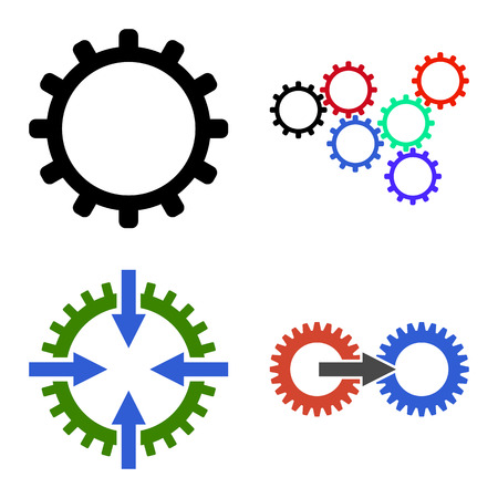 Gear Integration Tools icon set. Flat symbol collection. Raster pictograms.の写真素材
