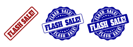 FLASH SALE! grunge stamp seals in red and blue colors. Vector FLASH SALE! signs with grunge effect. Graphic elements are rounded rectangles, rosettes, circles and text captions.のイラスト素材