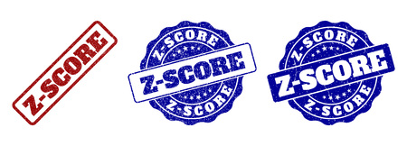 Z-SCORE grunge stamp seals in red and blue colors. Vector Z-SCORE overlays with grunge surface. Graphic elements are rounded rectangles, rosettes, circles and text tags.のイラスト素材