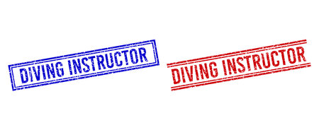 DIVING INSTRUCTOR rubber imitations with grunge texture. Vectors ...