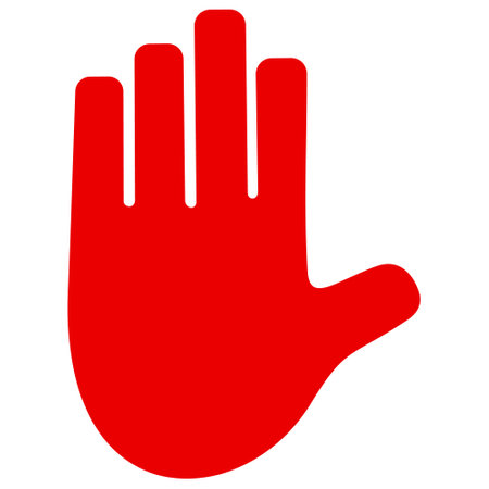 Stop hand vector illustration. Flat illustration iconic design of stop hand, isolated on a white background.のイラスト素材