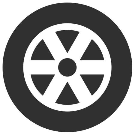 Wheel vector illustration. Flat illustration iconic design of wheel, isolated on a white background.のイラスト素材