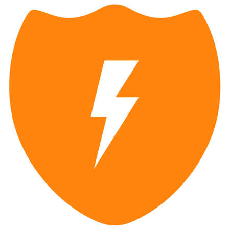 Electric shield vector illustration. Flat illustration iconic design of electric shield, isolated on a white background.のイラスト素材