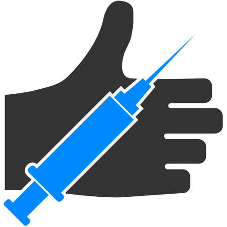 Vaccine offer hand vector illustration. Flat illustration iconic design of vaccine offer hand, isolated on a white background.のイラスト素材