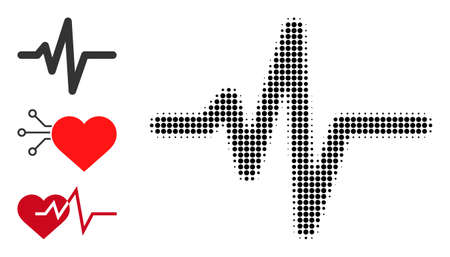 Halftone pulse. Dotted pulse generated with small round pixels. Vector illustration of pulse icon on a white background. Halftone array contains round pixels.のイラスト素材