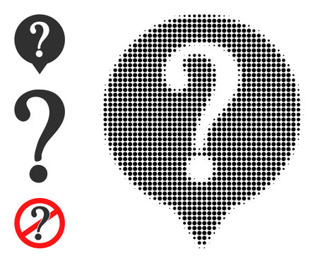 Halftone query. Dotted query constructed with small circle elements. Vector illustration of query icon on a white background. Halftone pattern contains circle elements.のイラスト素材