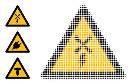 Halftone wind generation warning. Dotted wind generation warning designed with small circle pixels. Vector illustration of wind generation warning icon on a white background.のイラスト素材