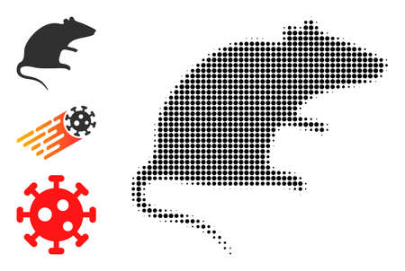 Halftone rat. Dotted rat designed with small round dots. Vector illustration of rat icon on a white background. Halftone array contains round elements.のイラスト素材