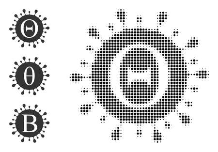 Halftone Tetta coronavirus. Dotted Tetta coronavirus generated with small round pixels. Vector illustration of Tetta coronavirus icon on a white background. Halftone array contains round pixels.のイラスト素材
