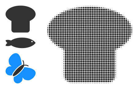 Halftone mushroom. Dotted mushroom constructed with small circle points. Vector illustration of mushroom icon on a white background. Halftone pattern contains circle points.のイラスト素材