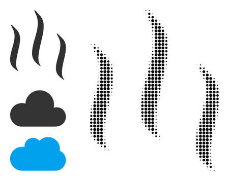 Halftone vapour. Dotted vapour designed with small round dots. Vector illustration of vapour icon on a white background. Halftone pattern contains round dots.のイラスト素材