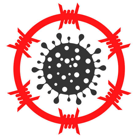 Barbed coronavirus zone raster illustration. Flat illustration iconic design of barbed coronavirus zone, isolated on a white background.の写真素材